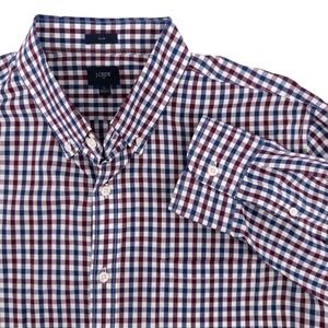 J Crew Slim Washed Shirt Men's XL Red White & Blue Gingham Button Down‎ Preppy